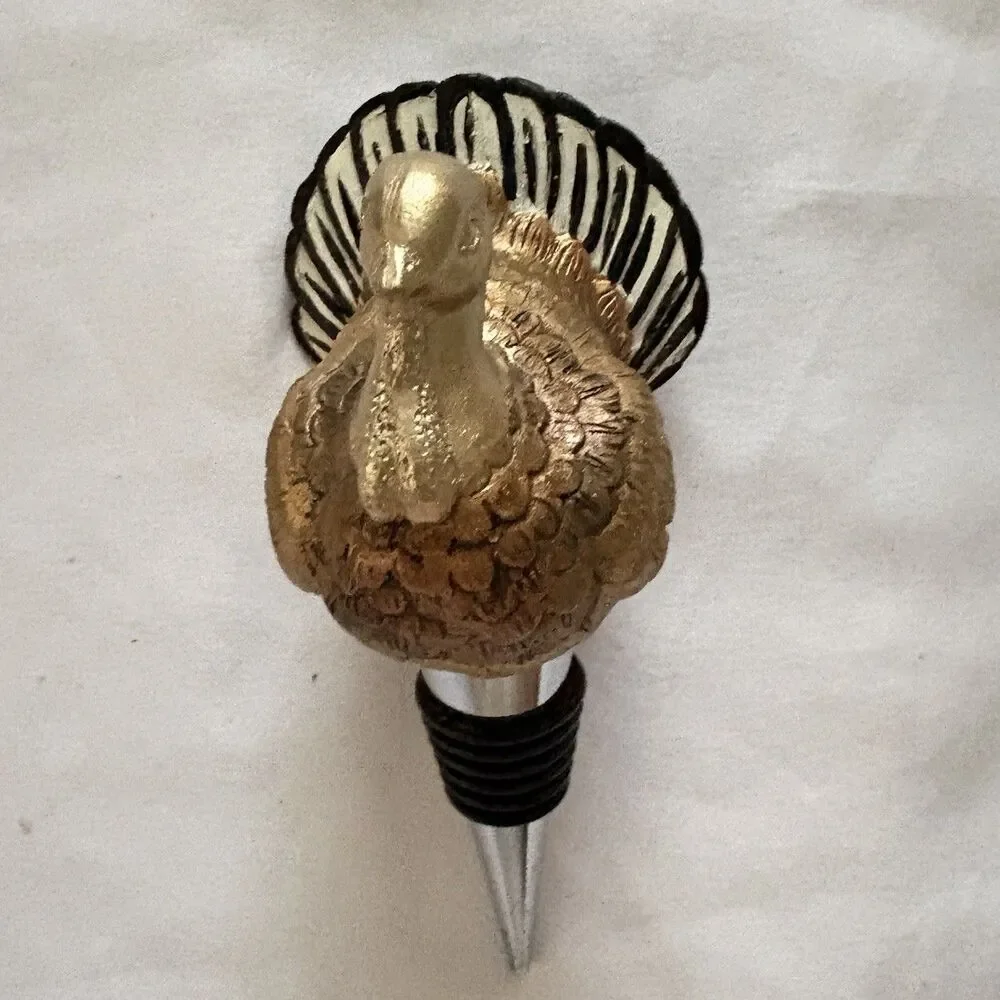 Retired Mackenzie Childs Autumn Harvest Bottle Stopper Turkey Thanksgiving 5